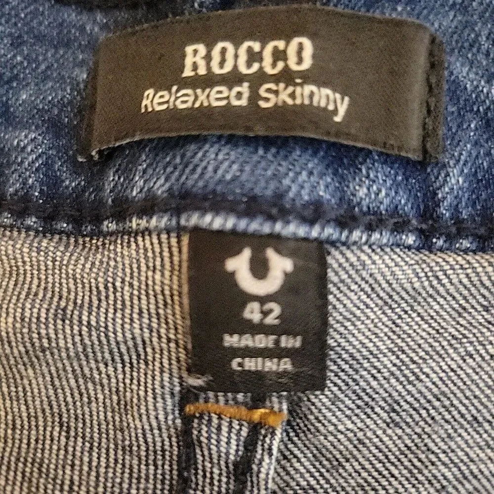 True Religion Jeans Mens 42W Blue Denim Rocco Relaxed Skinny Jean‎ NWT